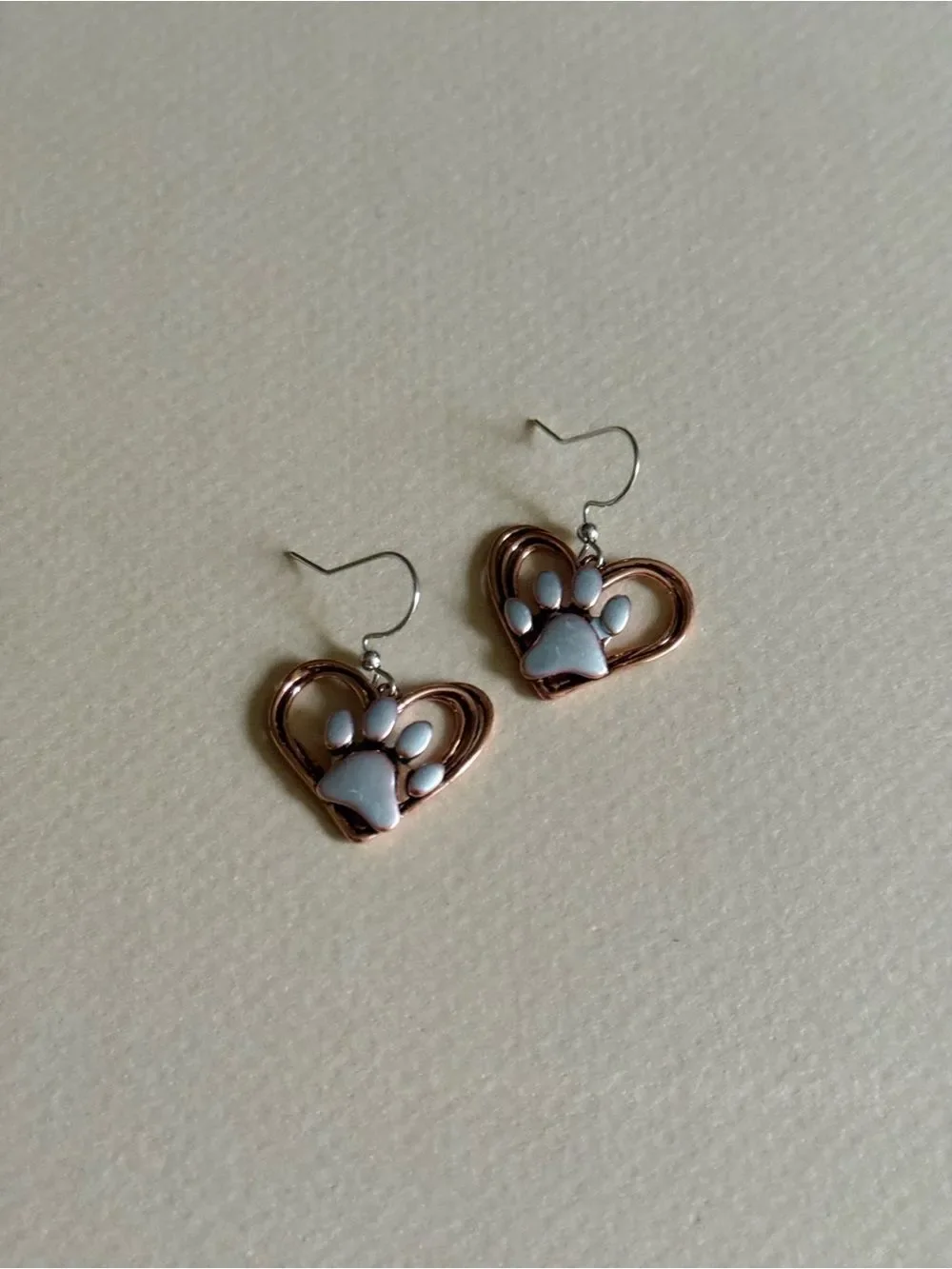 Heart Paw Drop Earrings #2417